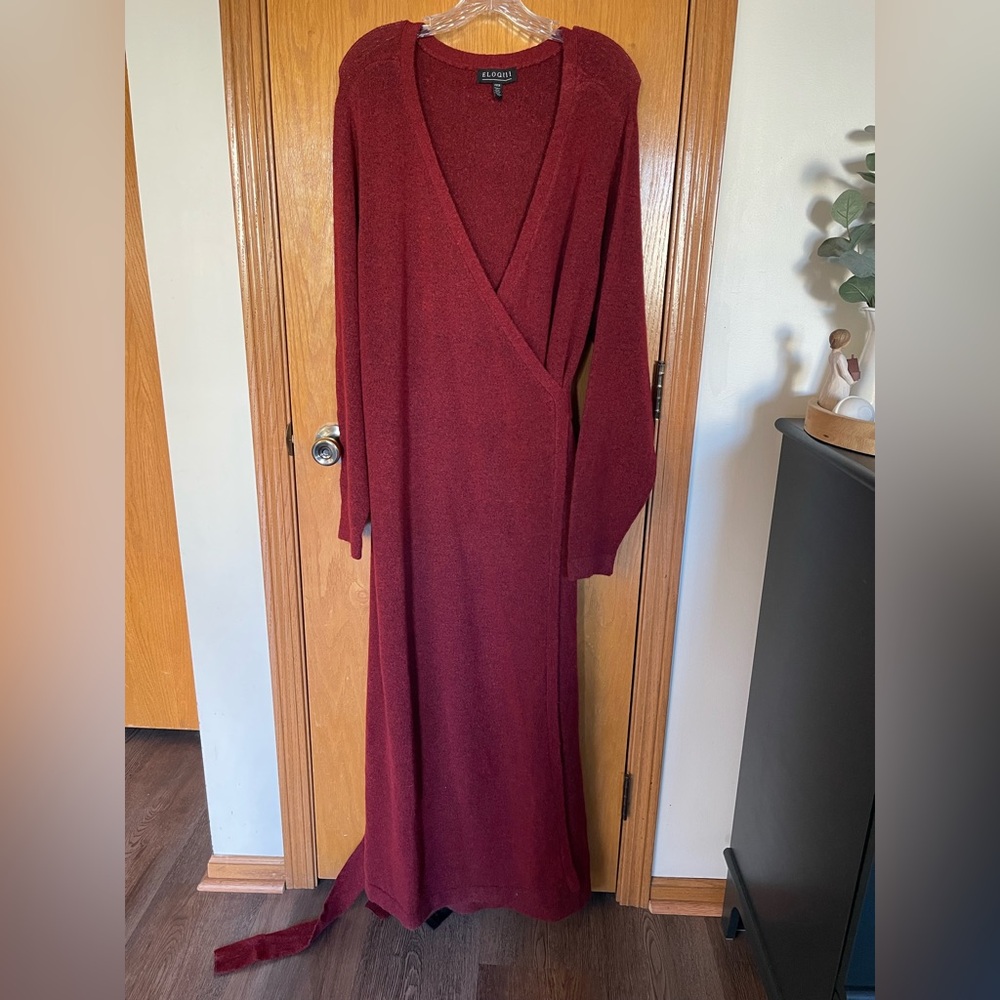 Eloquii Deep Red Long Sleeve Dress